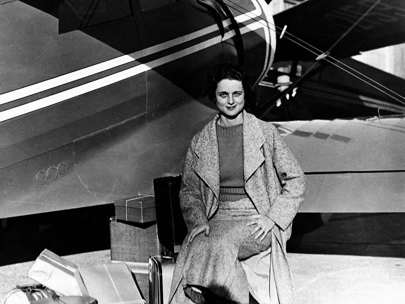 Carina Massone beside her aircraft, archive photograph